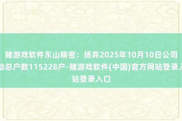 赌游戏软件东山精密：扬弃2025年10月10日公司激动总户数115228户-赌游戏软件(中国)官方网站登录入口